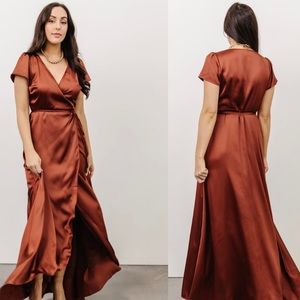 Baltic Born Krystal Wrap Gown In Rust